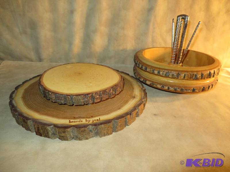Butternut Lazy Susan and Vintage Nut Tray with ALL of the Utensils