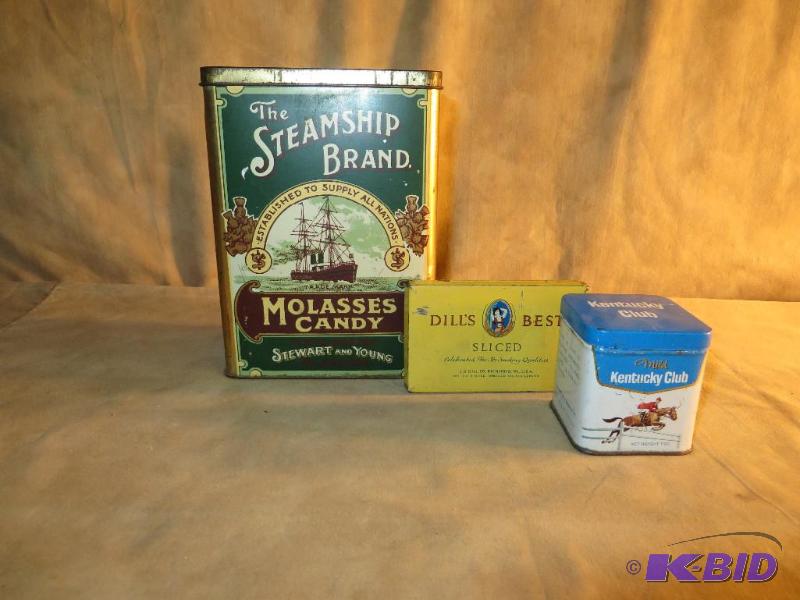 Vintage STEAMSHIP BRAND TIN, Vintage Dills Best, Vintage Kentucky Club