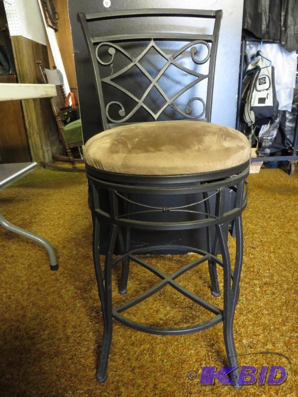METAL BAR STOOL with Faux Suede SWIVEL Seat