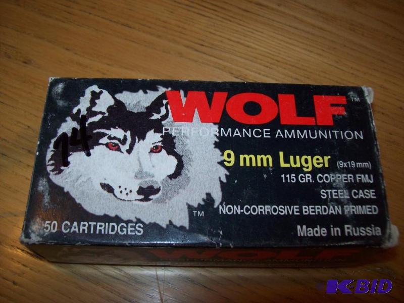 Wolf 9mm Luger -50 cartridges -Ship...