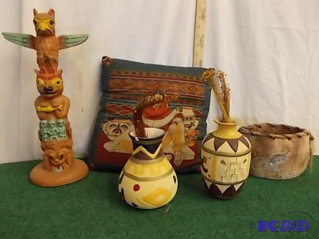 Lot of Pottery, Totem Pole, Decorat...