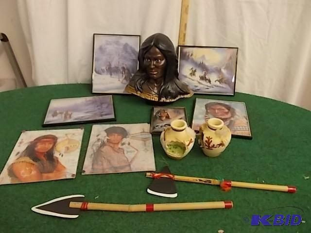 Box Lot of Indian Pictures and Figu...