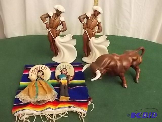 Bull and Matador Set and Mexico Dol...