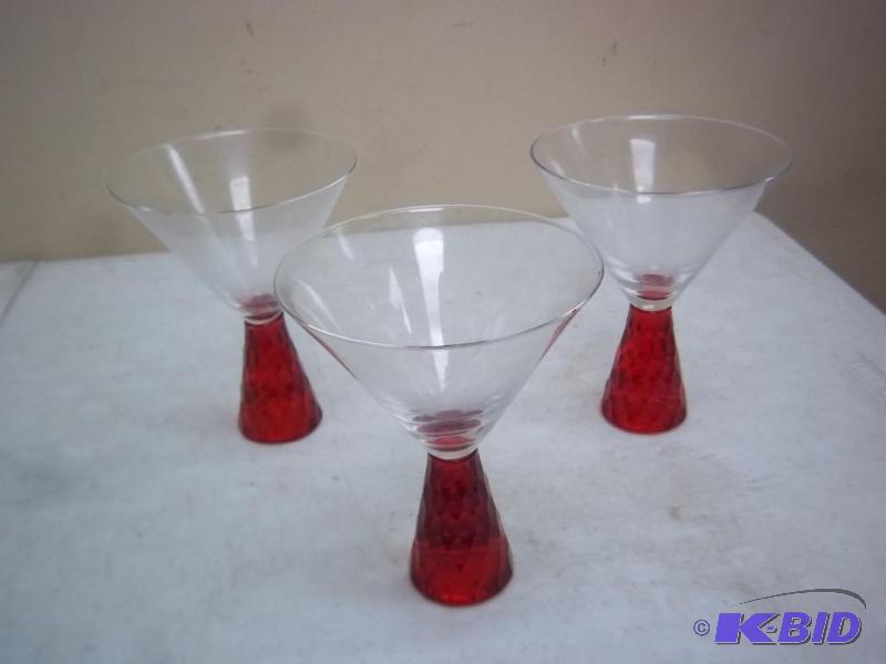 Lot Of Unique Red Base Cocktail Gla...