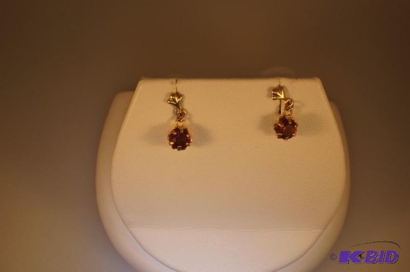 14 Karat Gold Imitation Amethyst Earrings