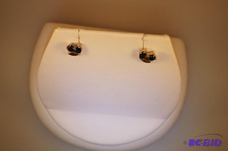 14 Karat Gold Genuine Blue Sapphire Earrings