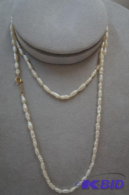 Gold Filled Freshwater Rice Pearl Necklace