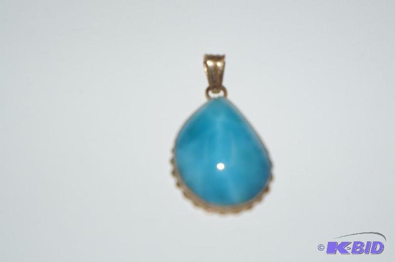 14 Karat Gold Bezel Set Pear Cabochon Pendant