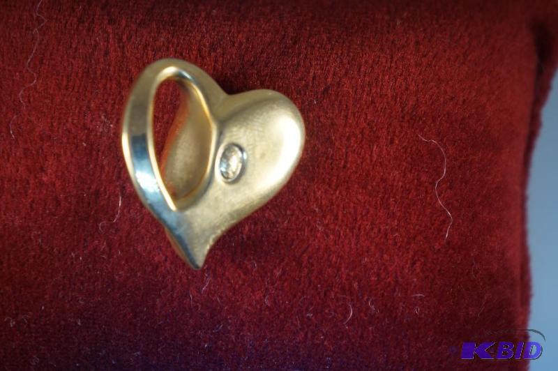 14 Karat Gold Puffed Heart Slide Pendant 1.4 Grams