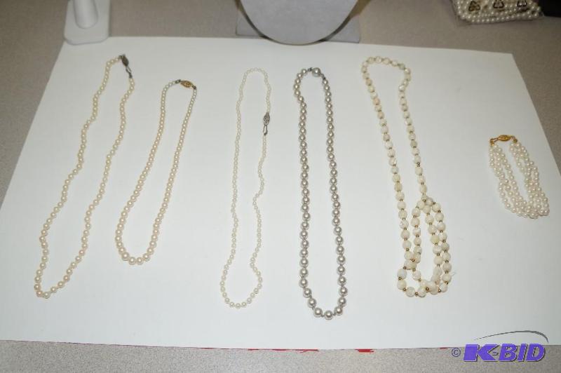 5 Strands Imitation Pearl Necklaces & 1 Bracelet - Various Lengths