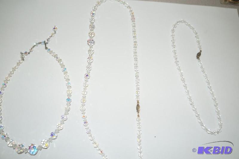 Set of 3 Glass Crystal Necklaces