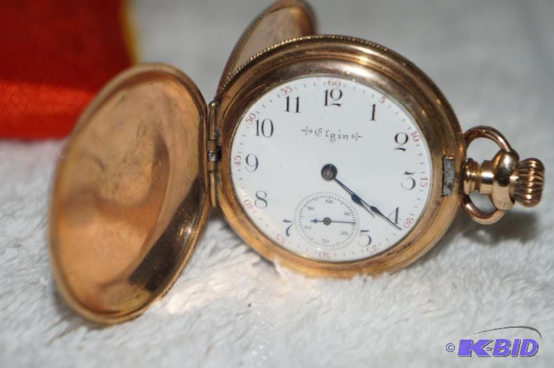 Antique Christmas 1901 14 Karat Gold Overlay Elgin Pocket Watch