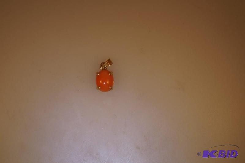 14 Karat Gold Pink Coral Pendant