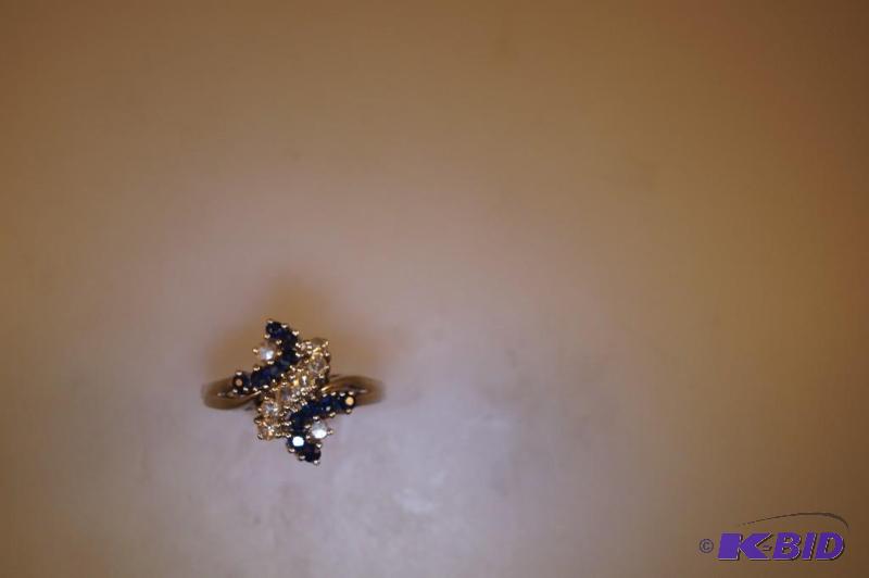 14 Karat White Gold 13rd Carat TW and Sapphire Ring
