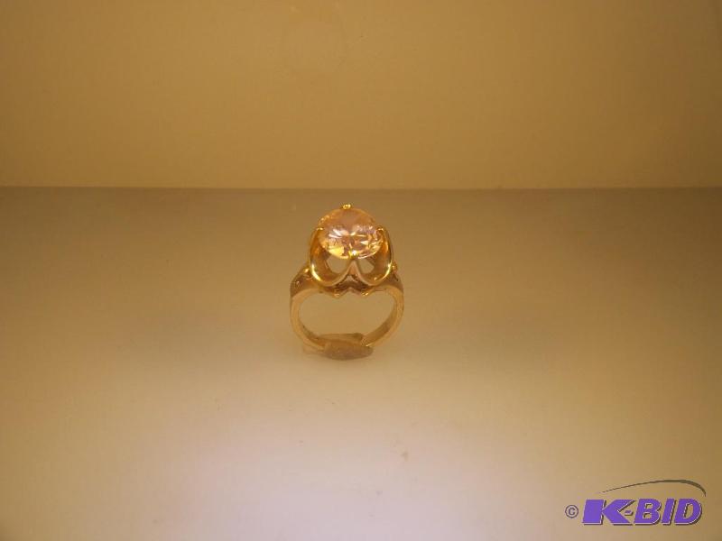 10 Karat Gold Pink Cubic Zirconia Ring