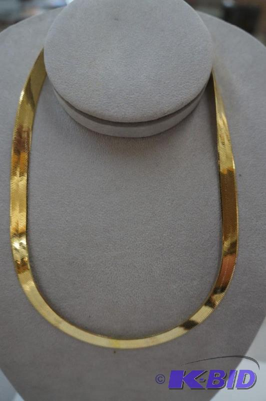 18 Long Herringbone 10 Karat Yellow Gold Chain 16.9 Grams