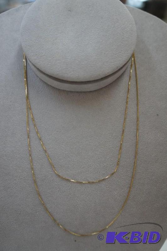 30 Box Link 14 Karat Yellow Gold Chain 1.5 Grams