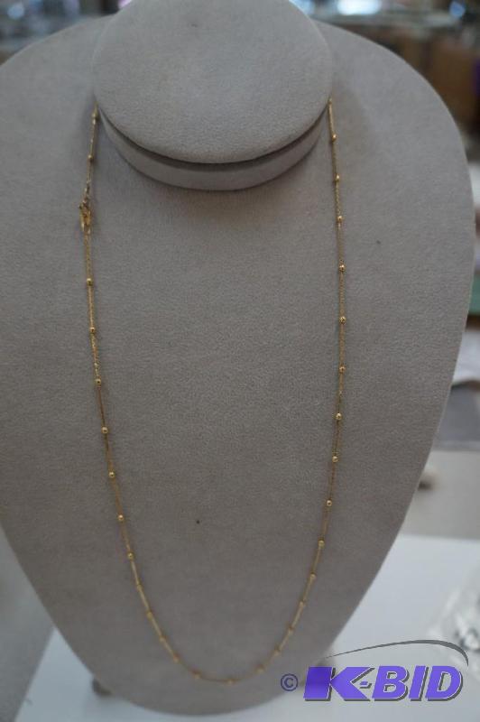 24 14 Karat Yellow Gold Beaded Cobra Chain 2.9 Grams