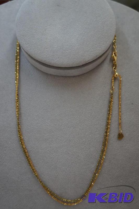 16 - 18 Adjustable Green  Gold 14 Karat Gold Double Chain 4.0 Grams