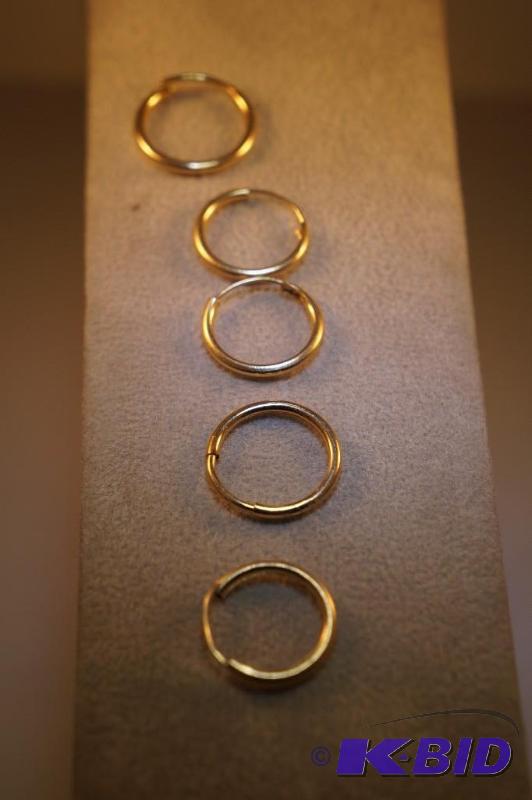 5 Pieces Thin 14 Karat Gold Hoop Earrings