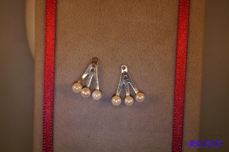 14 Karat Gold & Cultured Pearl Earring Jackets