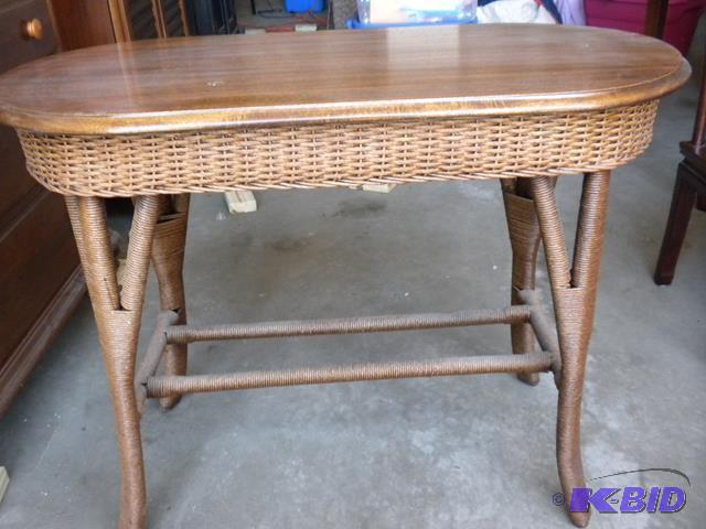 Oval Wicker Sofa Table