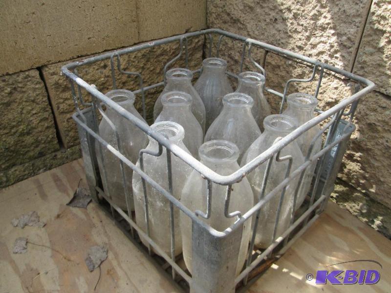 Metal milk crate with bottles 1m...