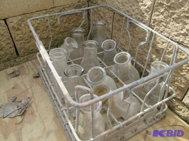 Metal milk crate with bottles 1v...