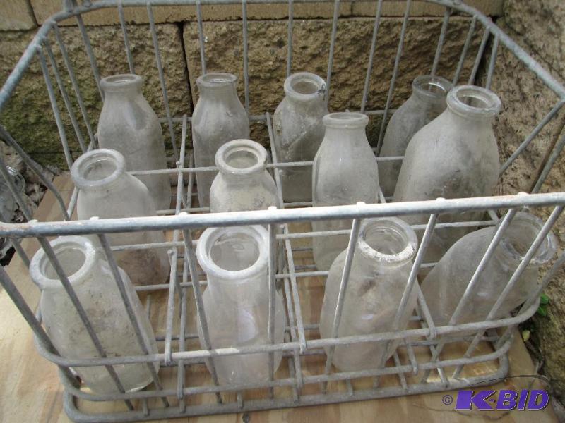 Metal milk crate with bottles 1b...