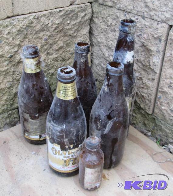 Collection of brown glass beer bott...