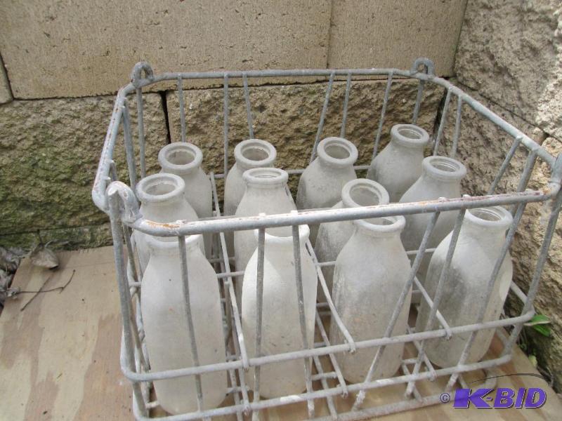 Metal milk crate with bottles 1e...