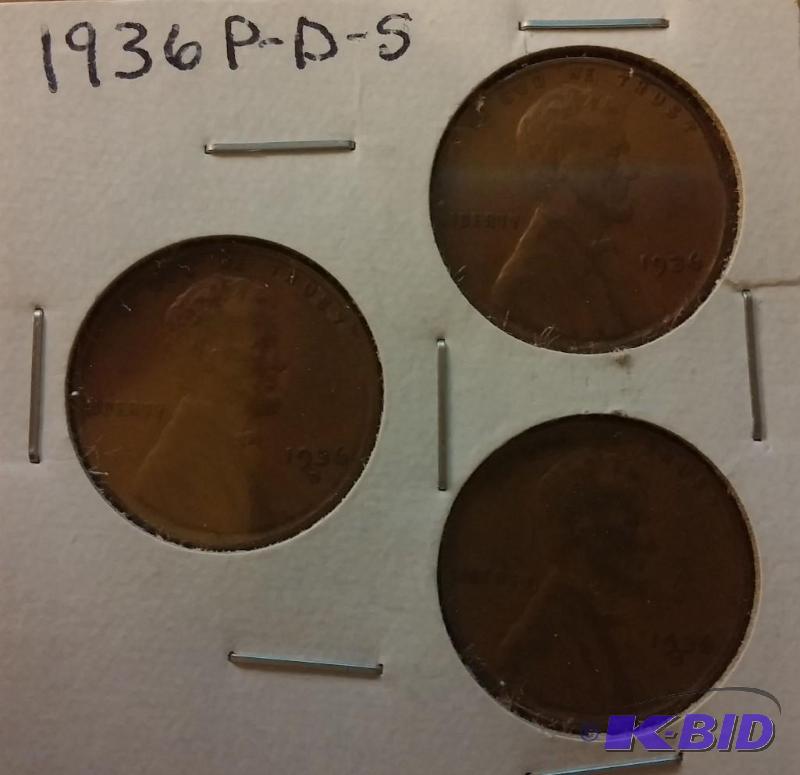 lot 11 image: 1936 LINCOLN WHEAT CENT SET PDS...