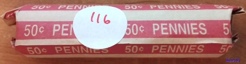 lot 116 image: ROLL OF WHEAT PENNIES DATES VARY FR...