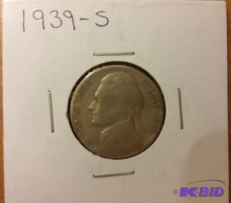 lot 18 image: 1939-S JEFFERSON NICKEL NFIVE CENT ...