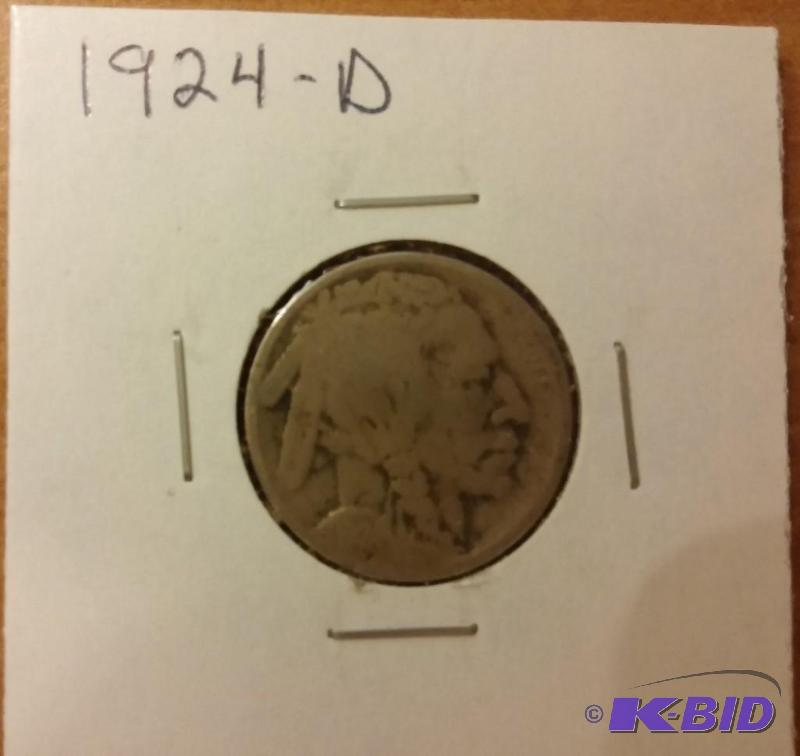 lot 20 image: 1924-D INDIAN HEAD NICKEL BUFFLO NI...