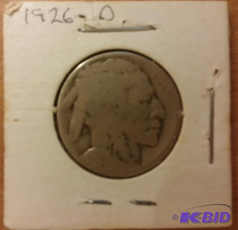 lot 22 image: 1926-D INDIAN HEAD NICKEL BUFFLO NI...