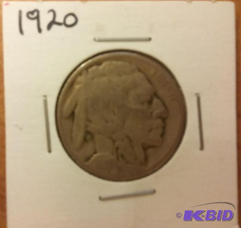 lot 23 image: 1920 INDIAN HEAD NICKEL BUFFLO NICL...