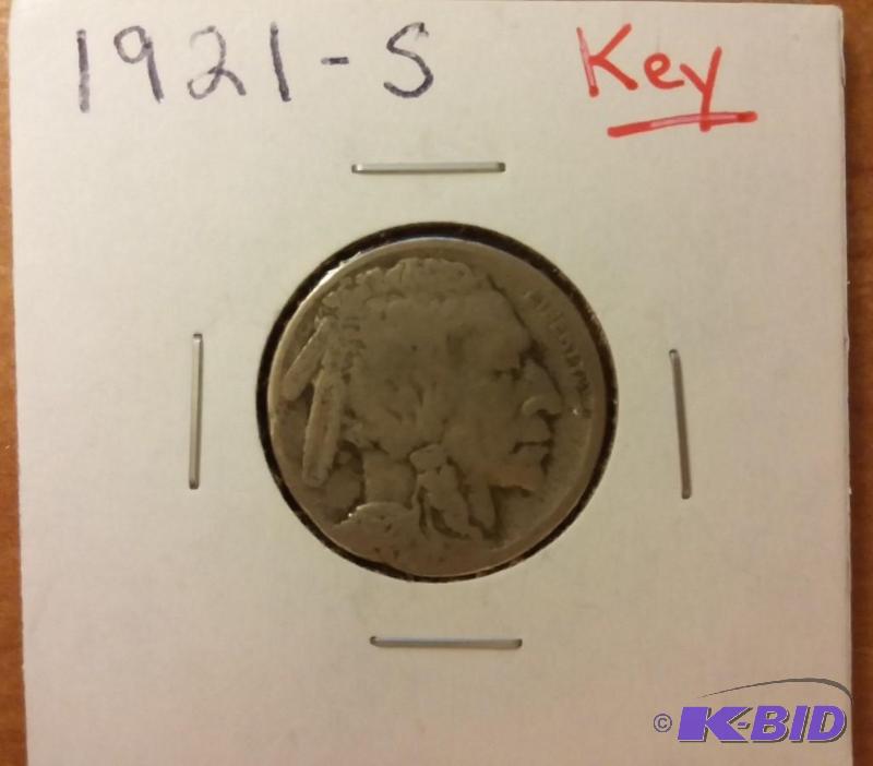 lot 28 image: 1921-S INDIAN HEAD NICKEL BUFFLO NI...