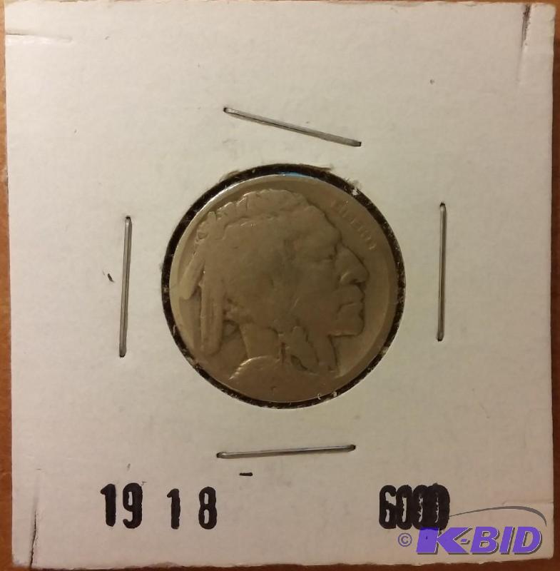 lot 29 image: 1918 INDIAN HEAD NICKEL BUFFLO NICL...