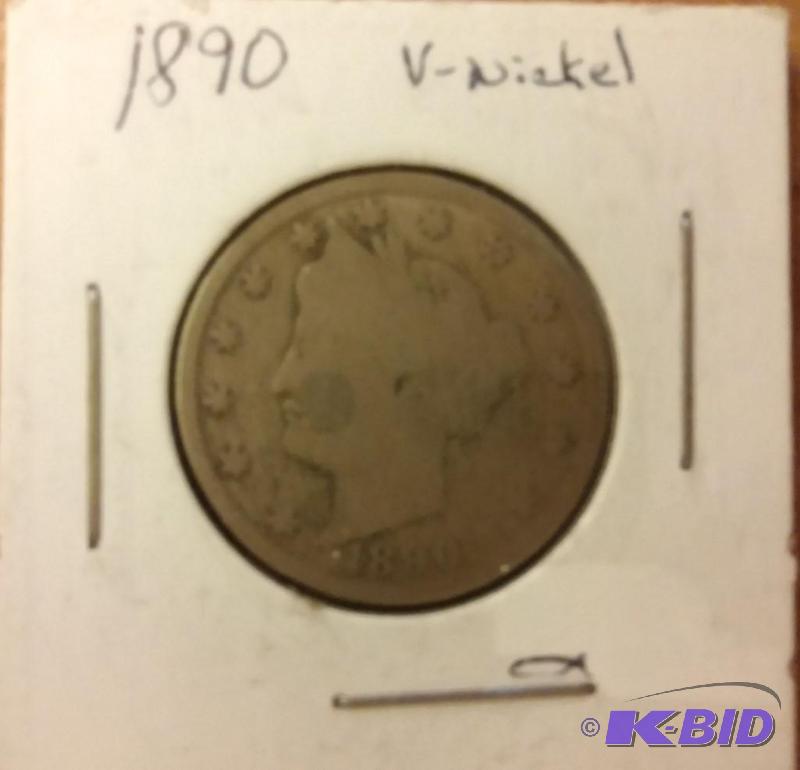 lot 32 image: 1890 V- NICKEL LIBERTY HEAD NICKEL ...