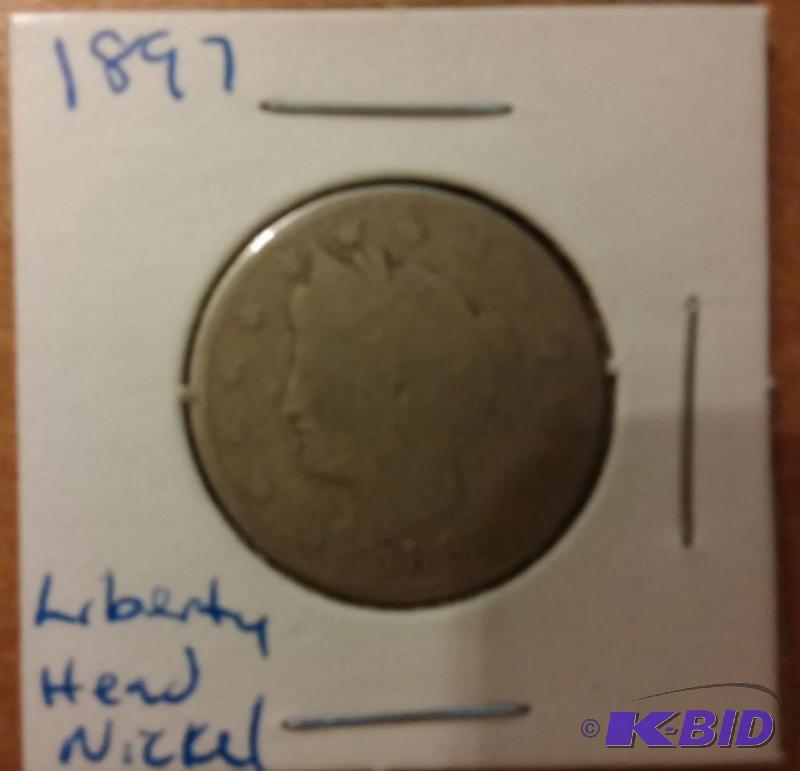 lot 36 image: 1897 V- NICKEL LIBERTY HEAD NICKEL ...