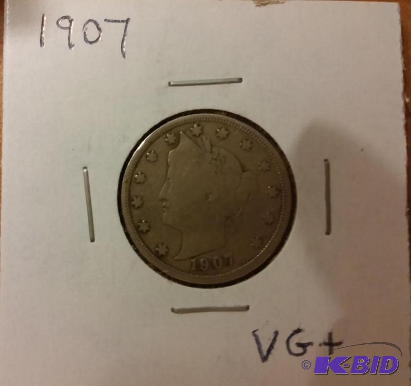 lot 41 image: 1907 V- NICKEL LIBERTY HEAD NICKEL ...