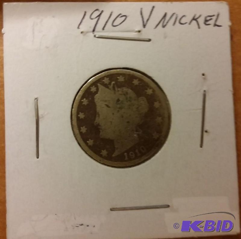 lot 43 image: 1910 V- NICKEL LIBERTY HEAD NICKEL ...