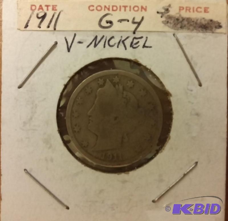 lot 44 image: 1911 V- NICKEL LIBERTY HEAD NICKEL ...