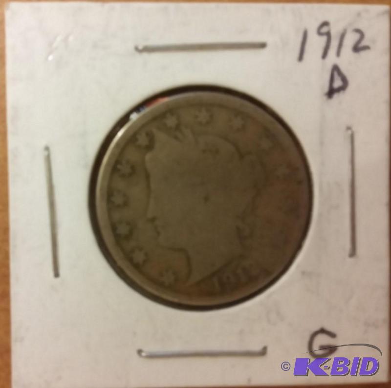 lot 45 image: 1912-D V- NICKEL LIBERTY HEAD NICKE...