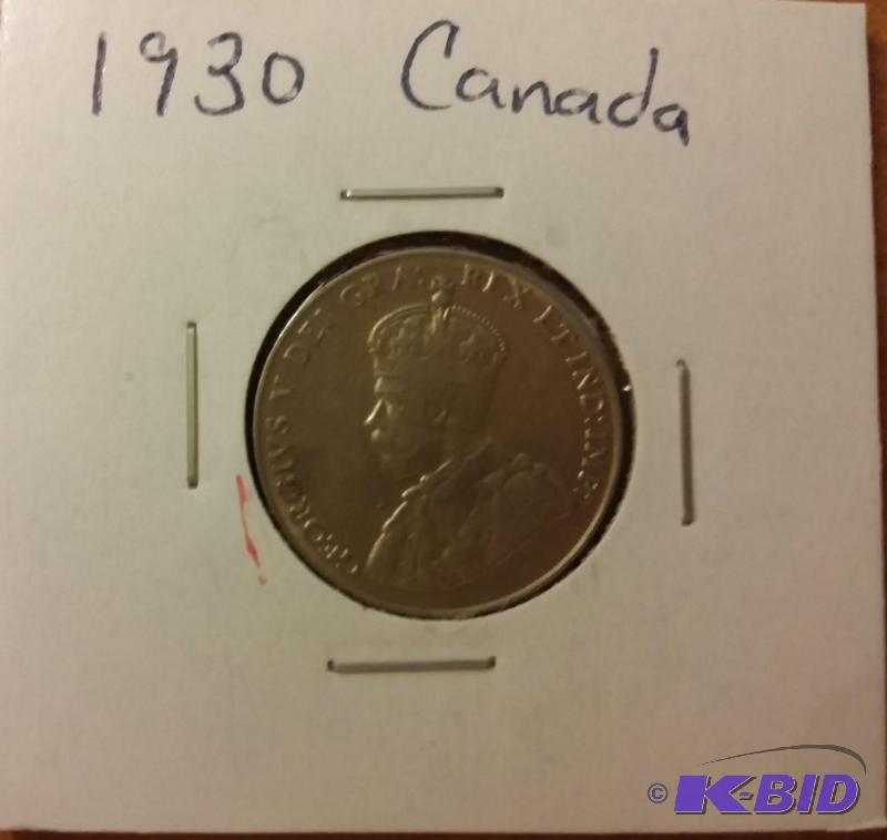lot 46 image: 1930 CANADA FIVE CENT NICKEL...