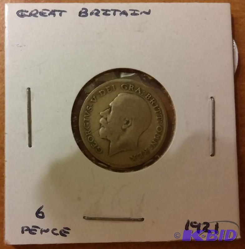 lot 54 image: 1921 6 PENCE GREAT BRITAIN SILVER C...