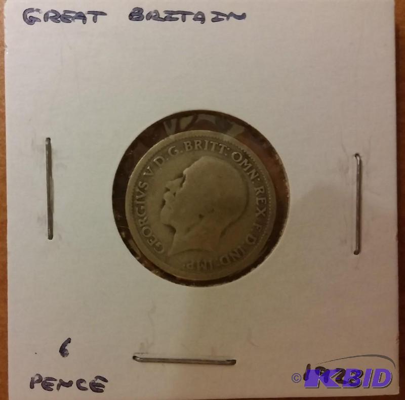 lot 55 image: 1928 6 PENCE GREAT BRITAIN SILVER C...