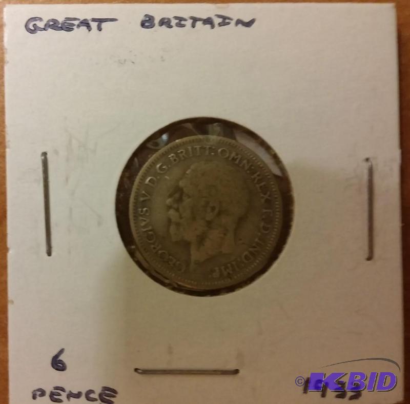 lot 56 image: 1933 6 PENCE GREAT BRITAIN SILVER C...