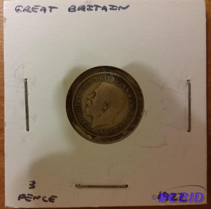 lot 57 image: 1922 3 PENCE GREAT BRITAIN SILVER C...